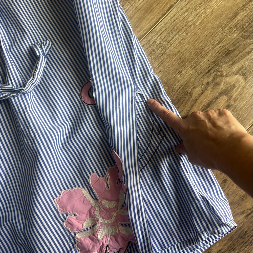 Tory Burch Blue and Pink Striped Midi Dress - Picture 7 of 16